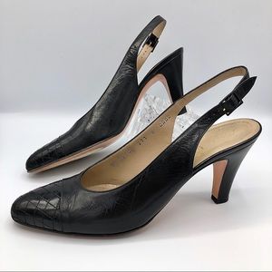 Salvatore Ferragamo VTG Black Slingback Pumps 8AAA